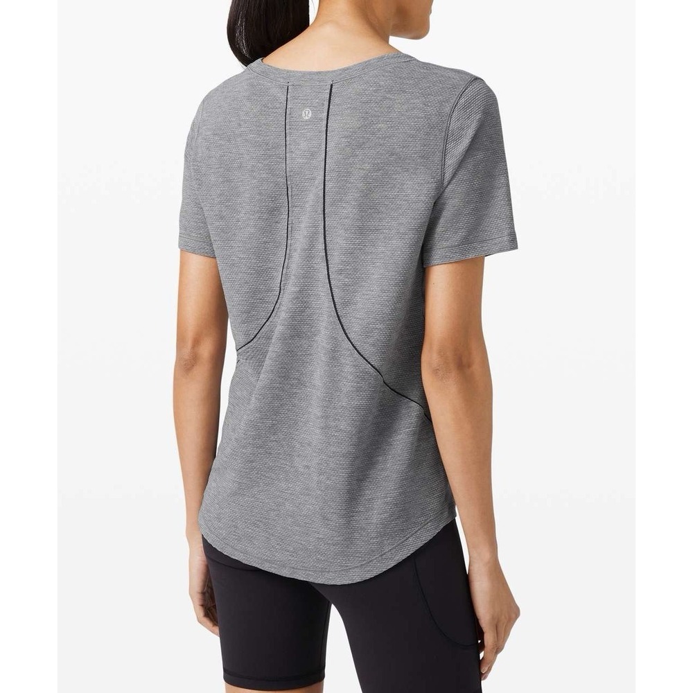 Lululemon Long Distance Short Sleeve Heathered Asphalt Grey 10/12